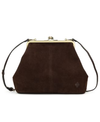 Suede Vivienne Frame Kisslock Crossbody Bag