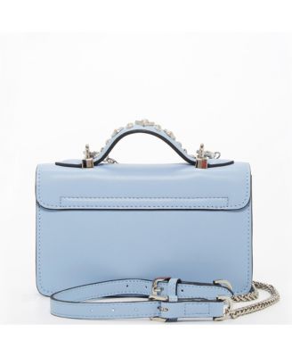 Small Leather Crossbody Bag Studded Purse Top Handle Structured Handbag