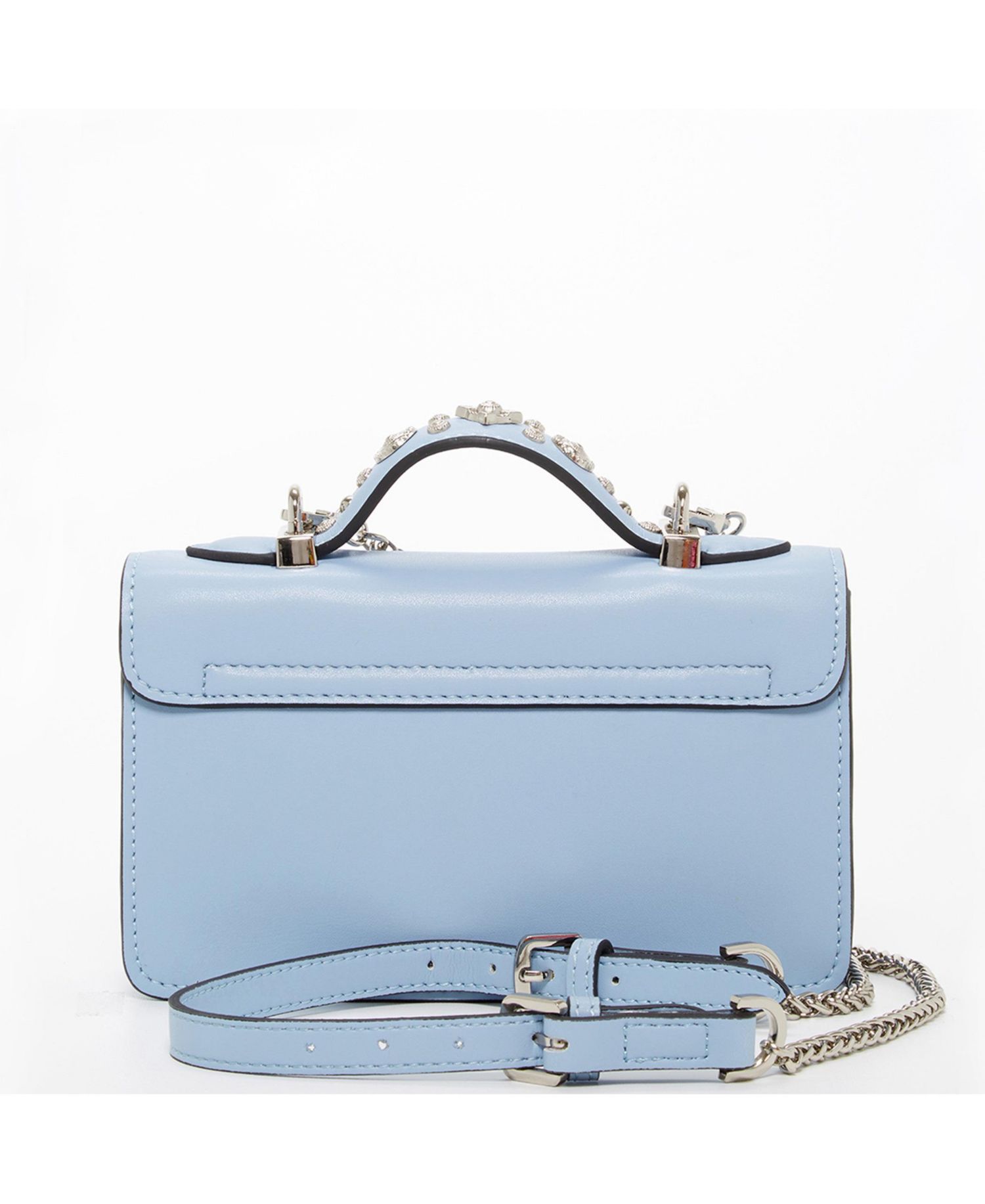 Small Leather Crossbody Bag Studded Purse Top Handle Structured Handbag