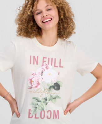 Juniors' In Full Bloom Floral Graphic Crewneck T-Shirt