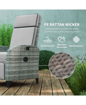 Outdoor Recliner Chair with Adjustable Backrest, Cushion,