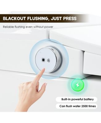 Heated Smart Bathroom Fixture Seat With Soft-Close Cover, Night Light, Foot Sensor Flush, Power Outage Flush