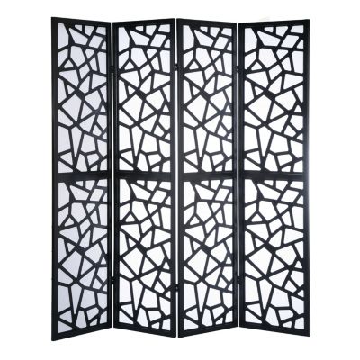 Giyano 4 Panel Screen Room Divider, Black
