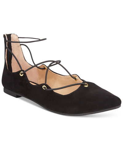Material Girl Ibby Lace-Up Flats, Only at Macy's