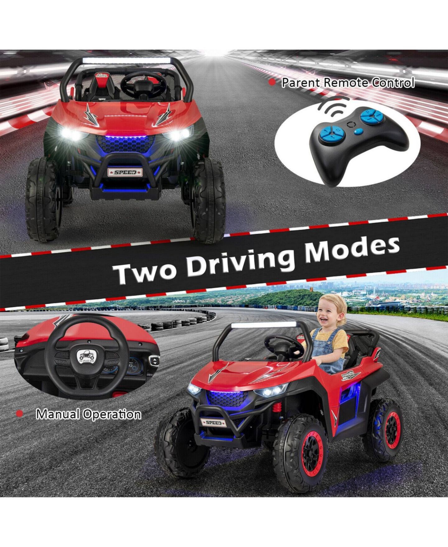 Детская игрушка SUGIFT 12V 2-Seater Soft-Start Remote-Control Kids Ride-On UTV, 130 lbs, Ages 3-8, цвет: Красный — фото 9