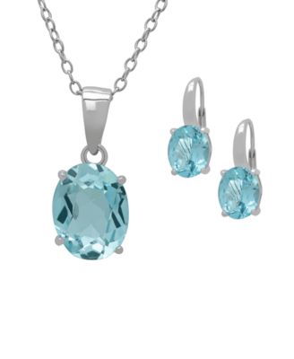 2-Pc. Blue Topaz (6.50 ct. t.w.) Star Pendant Necklace & Earrings Set in Sterling Silver