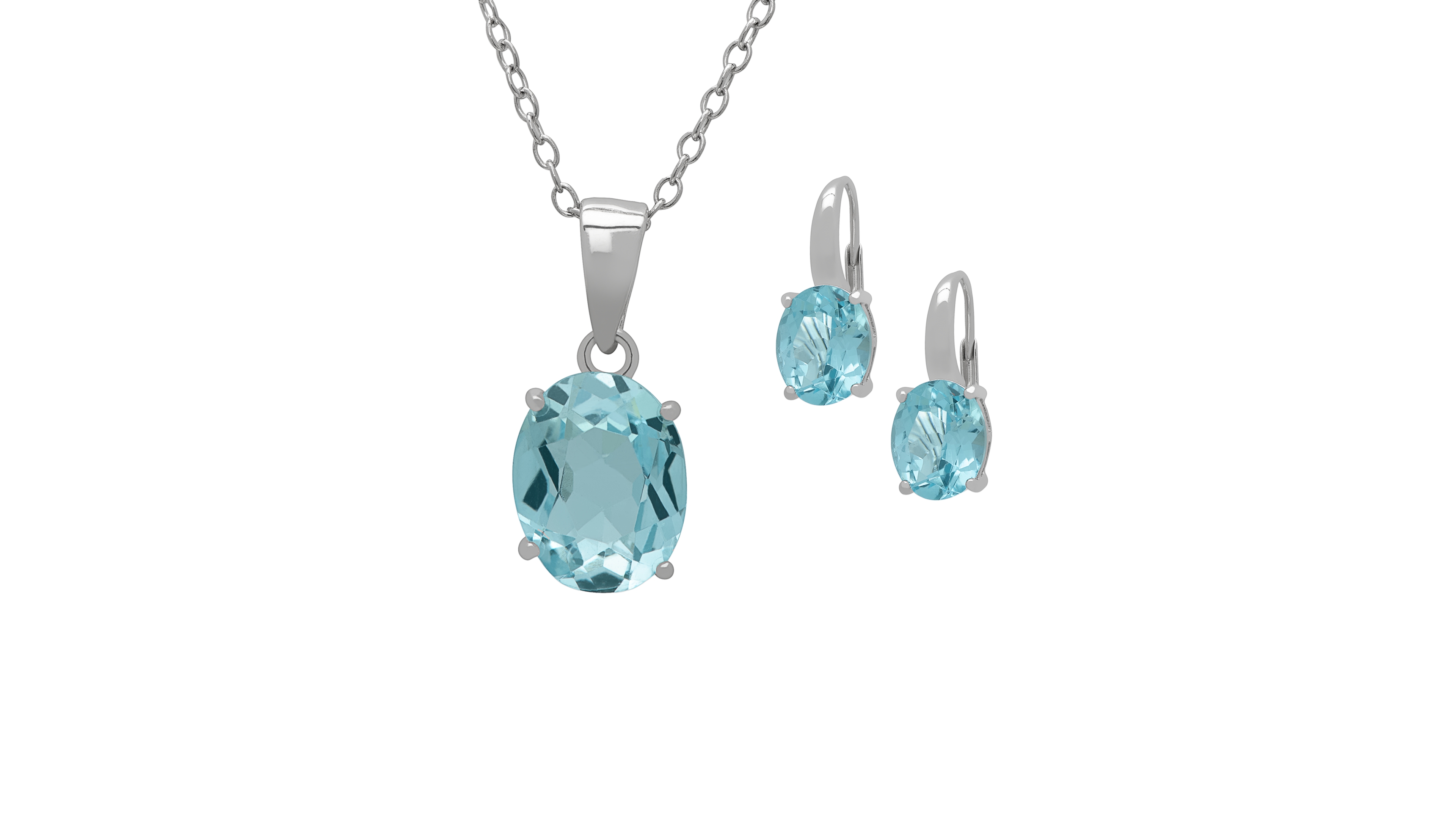 Macy's 2-Pc. Blue Topaz (6.50 ct. t.w.) Star Pendant Necklace & Earrings Set in Sterling Silver