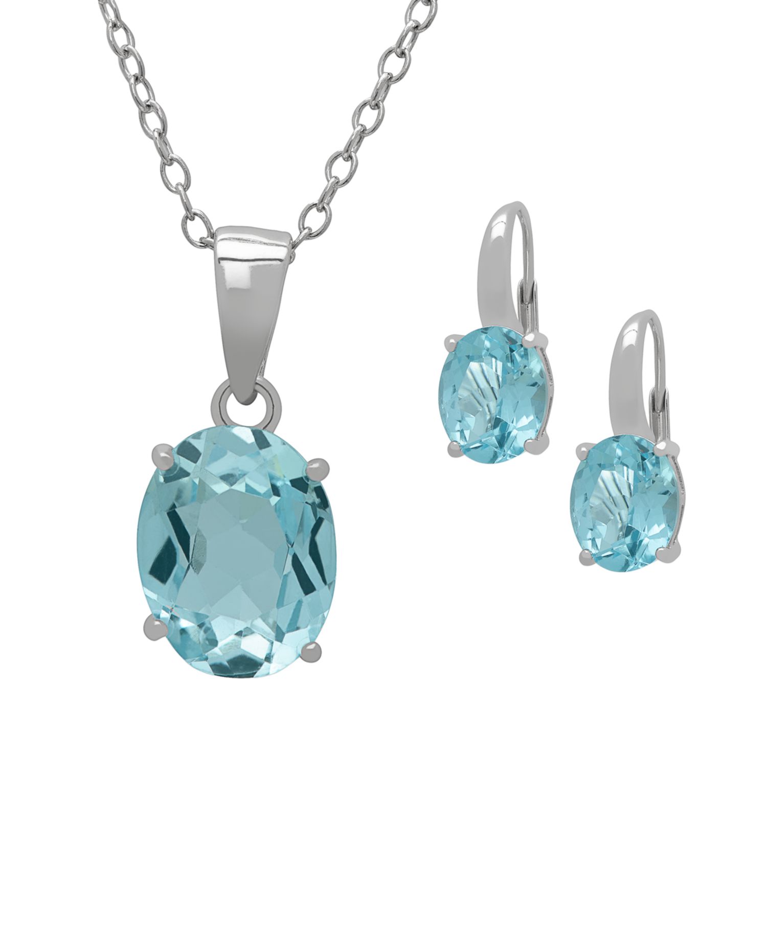 2-Pc. Blue Topaz (6.50 ct. t.w.) Star Pendant Necklace & Earrings Set in Sterling Silver