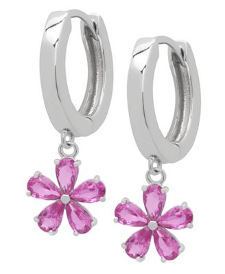 Blue Topaz Flower Dangle Hoop Earrings (2-5/8 ct. t.w.) in Sterling Silver (Also in Amethyst or Lab Grown Magenta Sapphire)