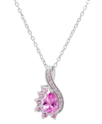 Lab-Grown Pink Sapphire Infinity Pear (1-1/4 ct. t.w.) Pendant Necklace in Sterling Silver