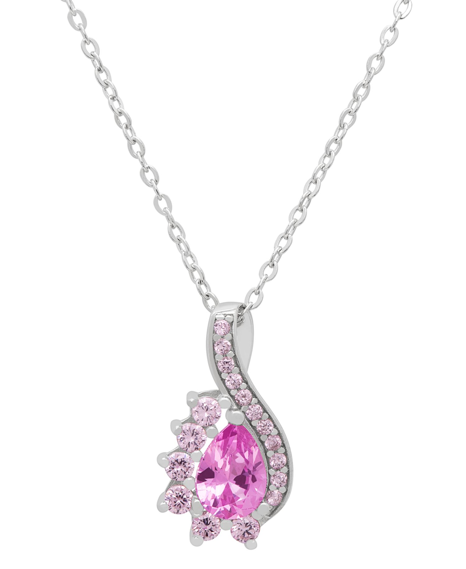 Lab-Grown Pink Sapphire Infinity Pear (1-1/4 ct. t.w.) Pendant Necklace in Sterling Silver