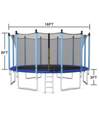 16 Feet Outdoor Trampoline with Safety Closure Net
