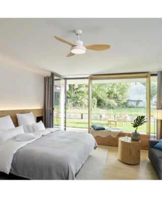 47-inch Modern White 3 Blades Ceiling Fan with Six-Speed Remote Control and Timing Function and Light Kit