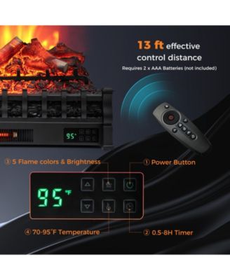 26 Inch Electric Fireplace Heater with Remote Control and Realistic Lemonwood Ember Bed-Black