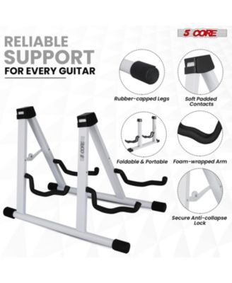 Double Guitar Stand Floor Adjustable A Frame Folding Acoustic Electric Guitars Holder Stands GSS 2N1 WH