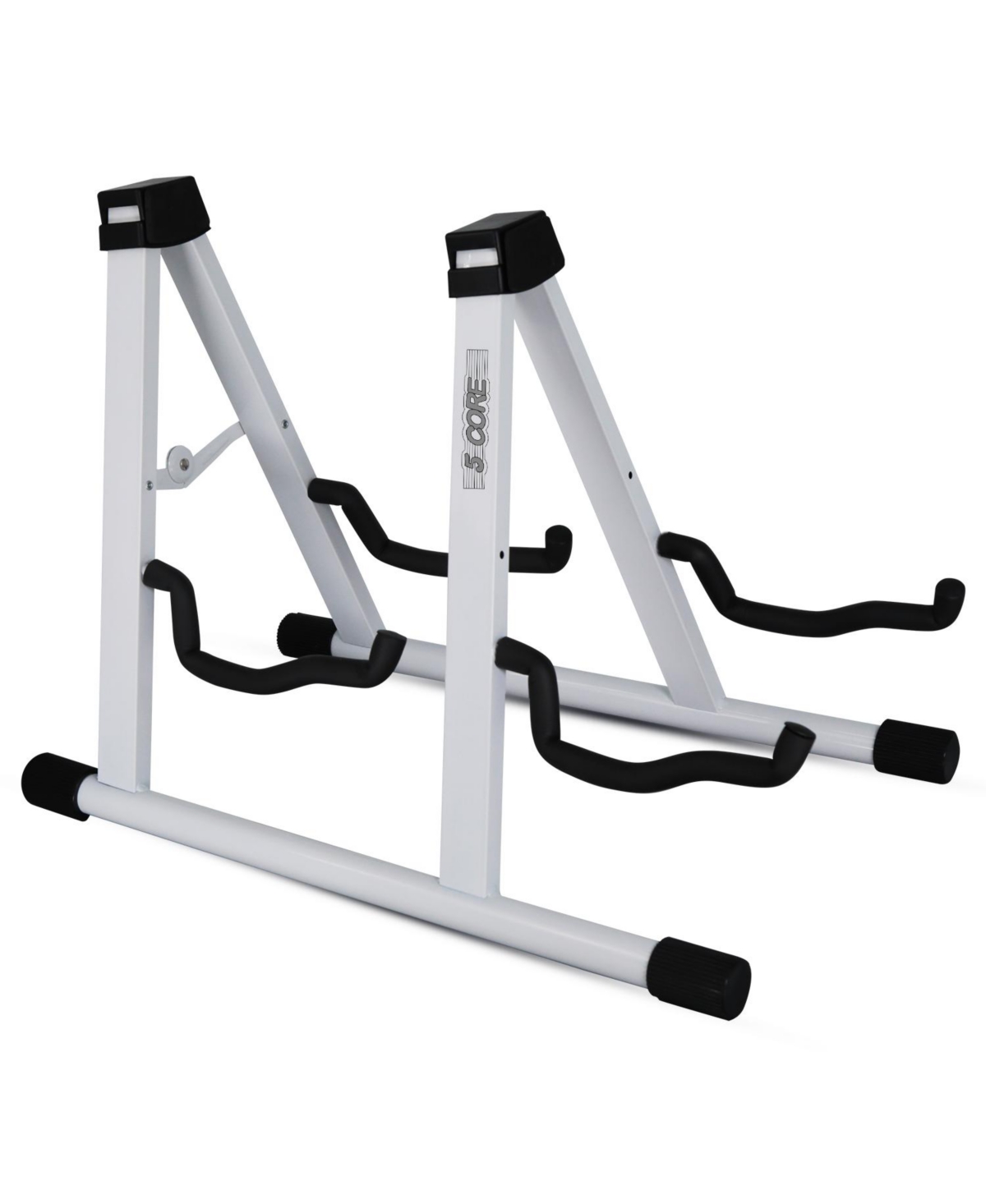 5 Core Double Guitar Stand Floor Adjustable A Frame Folding Acoustic Electric Guitars Holder Stands Gss 2N1 Wh