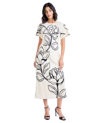 Women's Short-Sleeve Floral Printed Dress