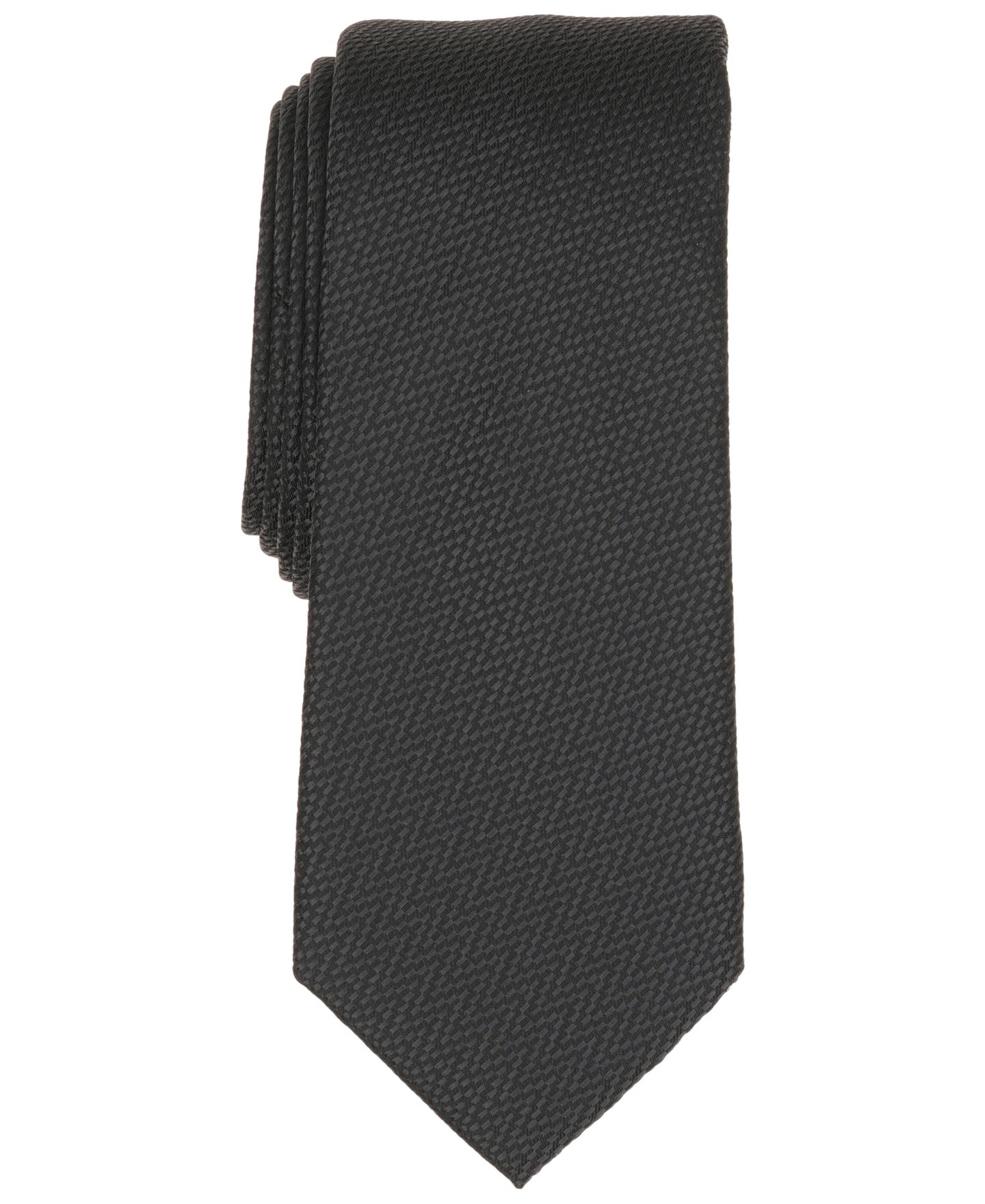 Мужской галстук Alfani Amado Solid Slim Tie, цвет: Чёрный — фото 1