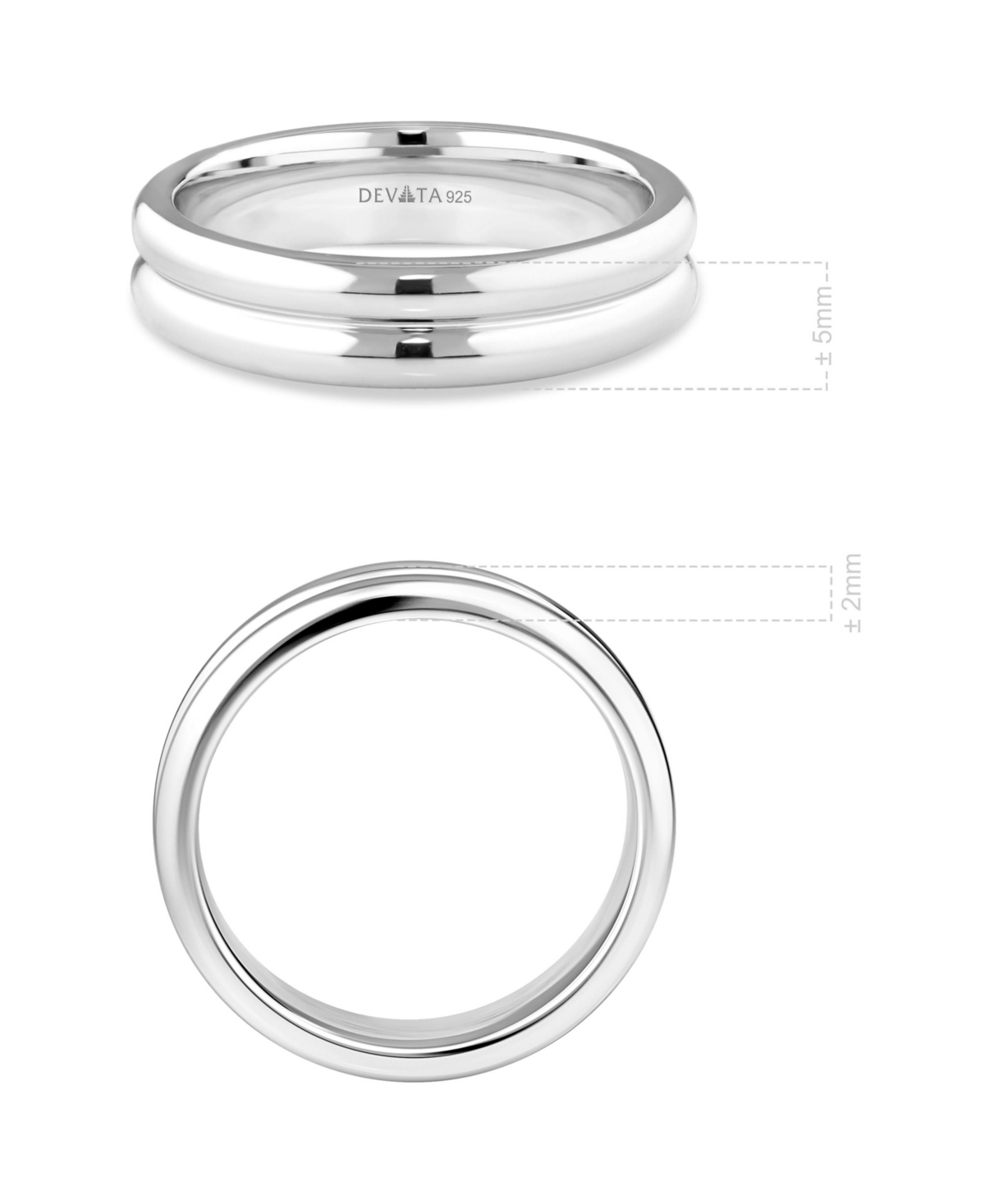 Devata Lined Band Ring in Rhodium Plated Sterling Silver