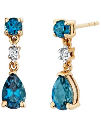 Blue Topaz (1 ct. t.w.) & Diamond Accent Drop Earrings in 14k Yellow Gold