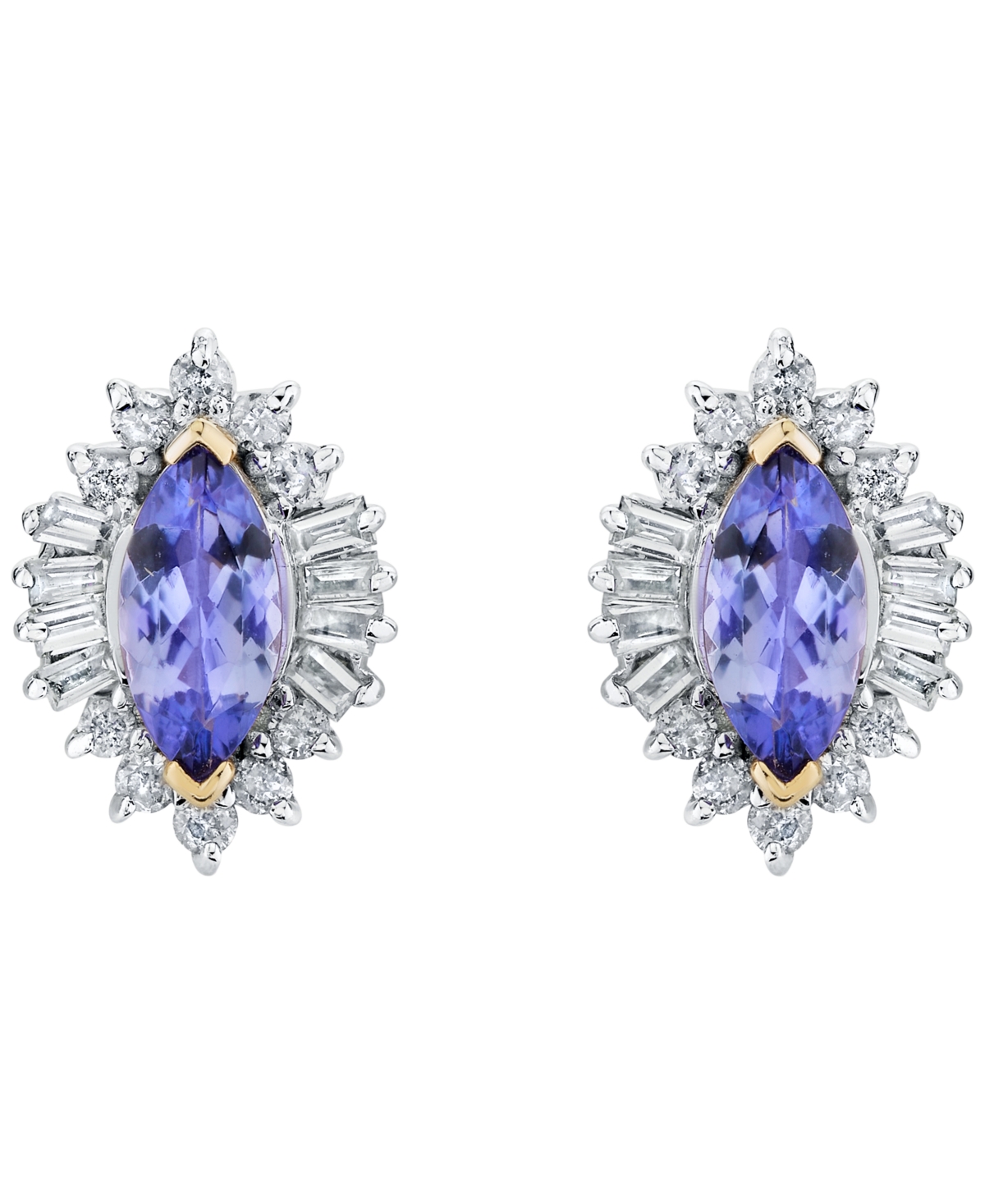 Macy's Tanzanite (3/4 ct. t.w.) & Diamond (1/2 ct. t.w.) Stud Earrings in 10k Yellow Gold