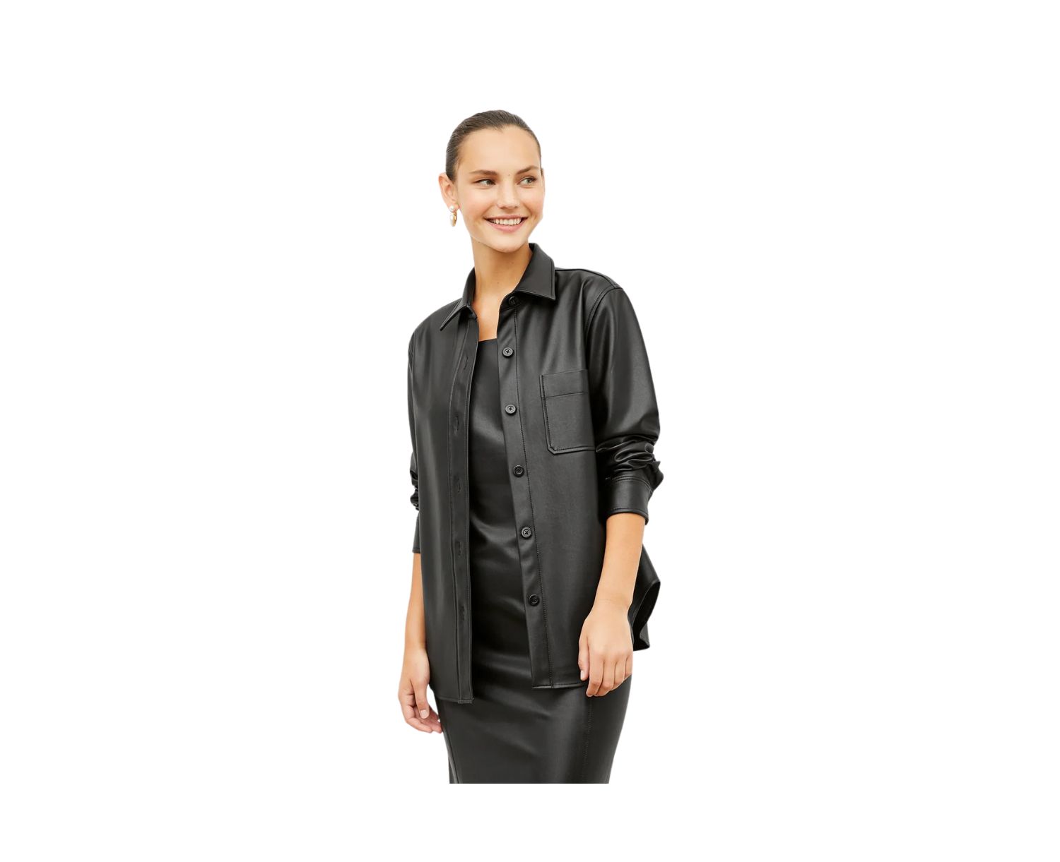 Women's Sierra Faux Leather Shacket with Relaxed Fit