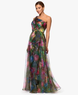 Women's Printed One-Shoulder Long Dress