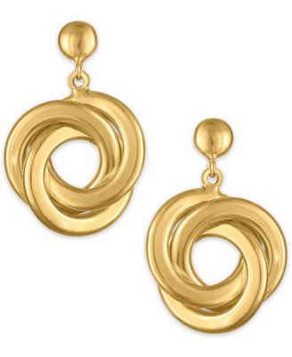 Macy's - Polished Love Knot Drop Earrings in 14K Yellow Gold Over Sterling Silver
