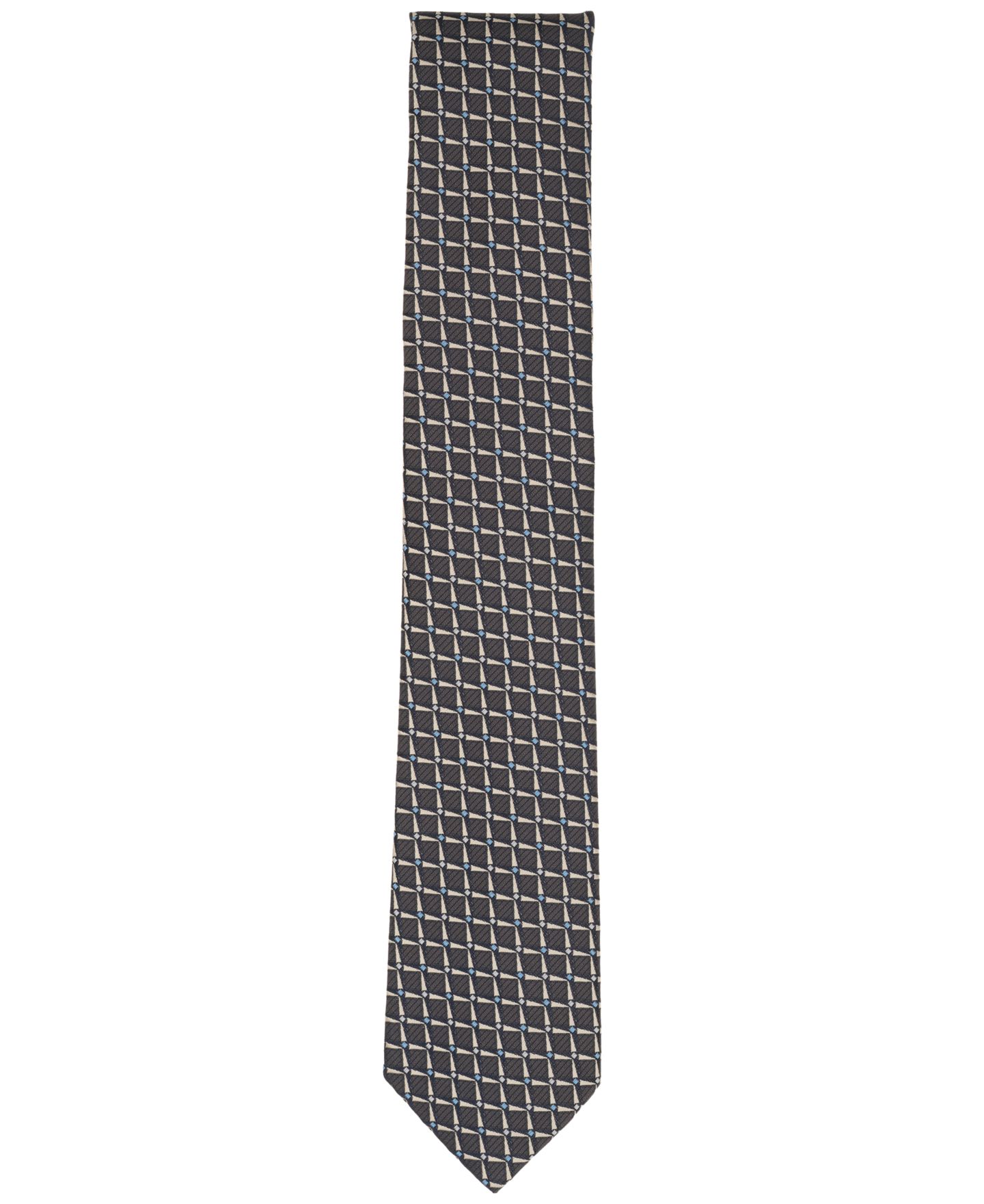 Мужской галстук Alfani Check Pattern Slim Tie, цвет: Серо-коричневый / Серый — фото 2