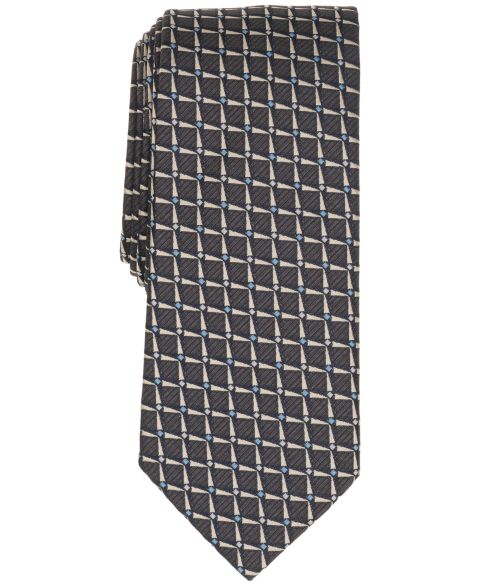 Мужской галстук Alfani Check Pattern Slim Tie, цвет: Серо-коричневый / Серый