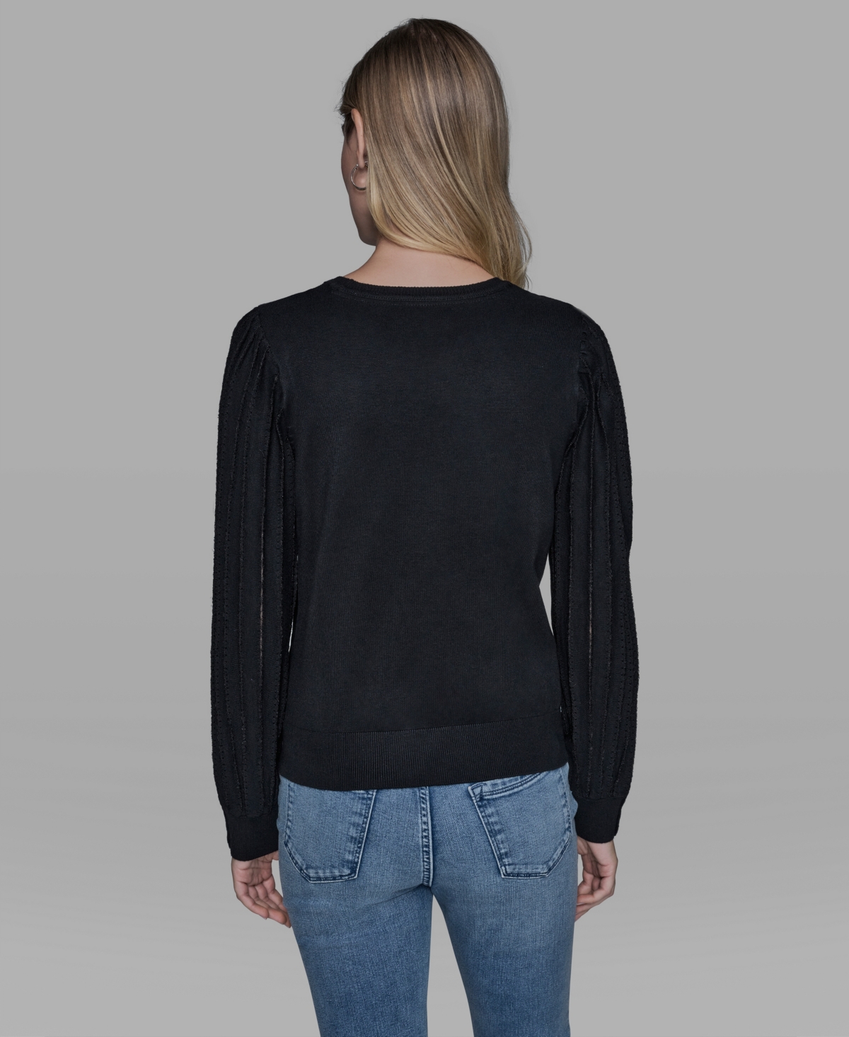 Karl Lagerfeld Paris Petite Crewneck Long-Sleeve Sweater
