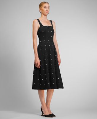 Women's Zahra Nailhead Trim Square Neck Midi Dress