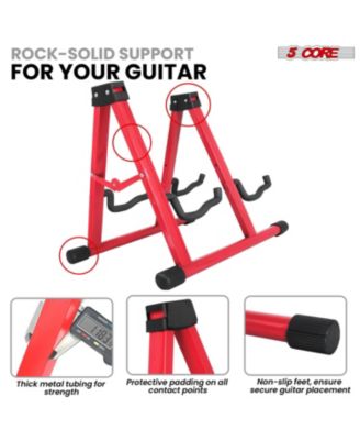 Double Guitar Stand Floor Adjustable A Frame Folding Acoustic Electric Guitars Holder Stands GSS 2N1 RED