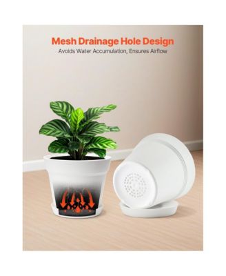 Set of 16 Plastic Plant Pots with Saucers and Drainage Holes