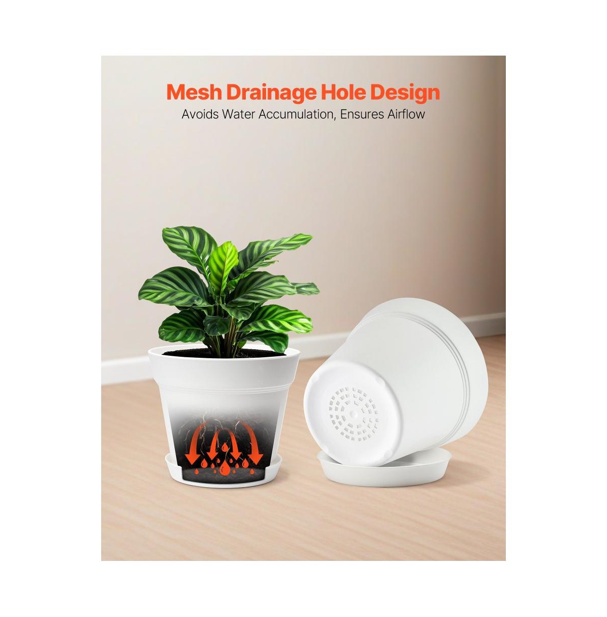 Slickblue Set of 16 Plastic Plant Pots with Saucers and Drainage Holes