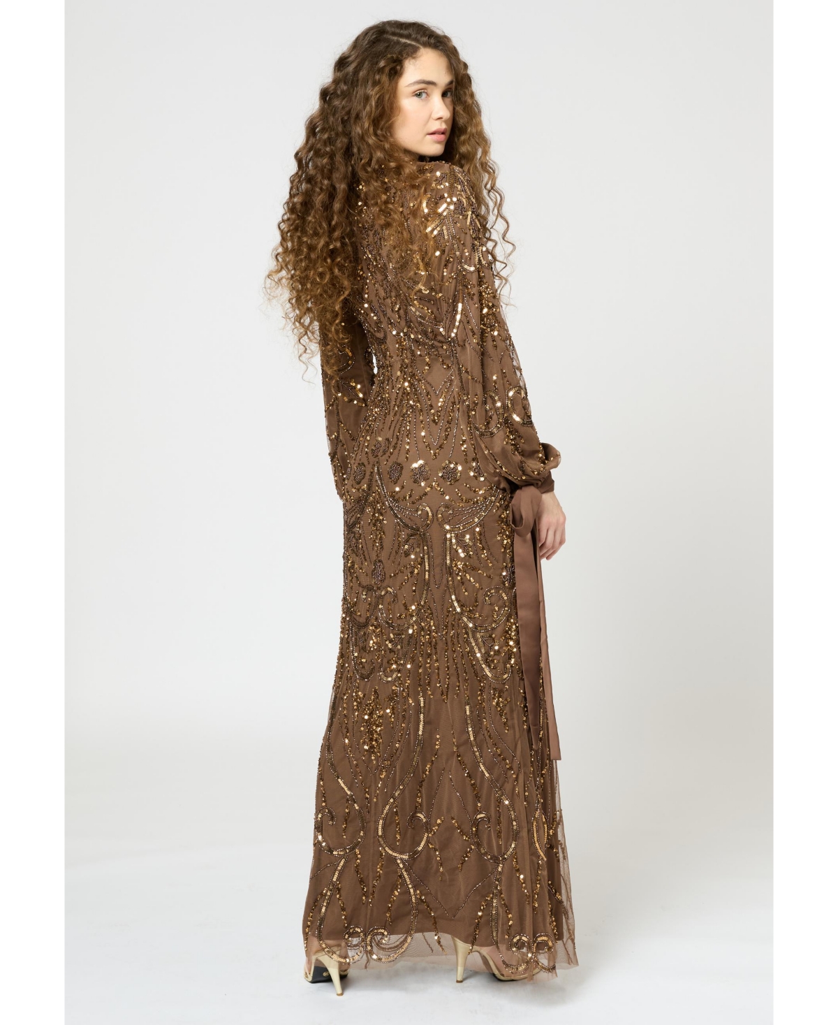 Maryisa Women's Modest Embellished Sequin Beaded Dress