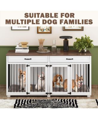 Indoor Dog Crate Furniture, Dog Cage Kennel with 2-Drawers