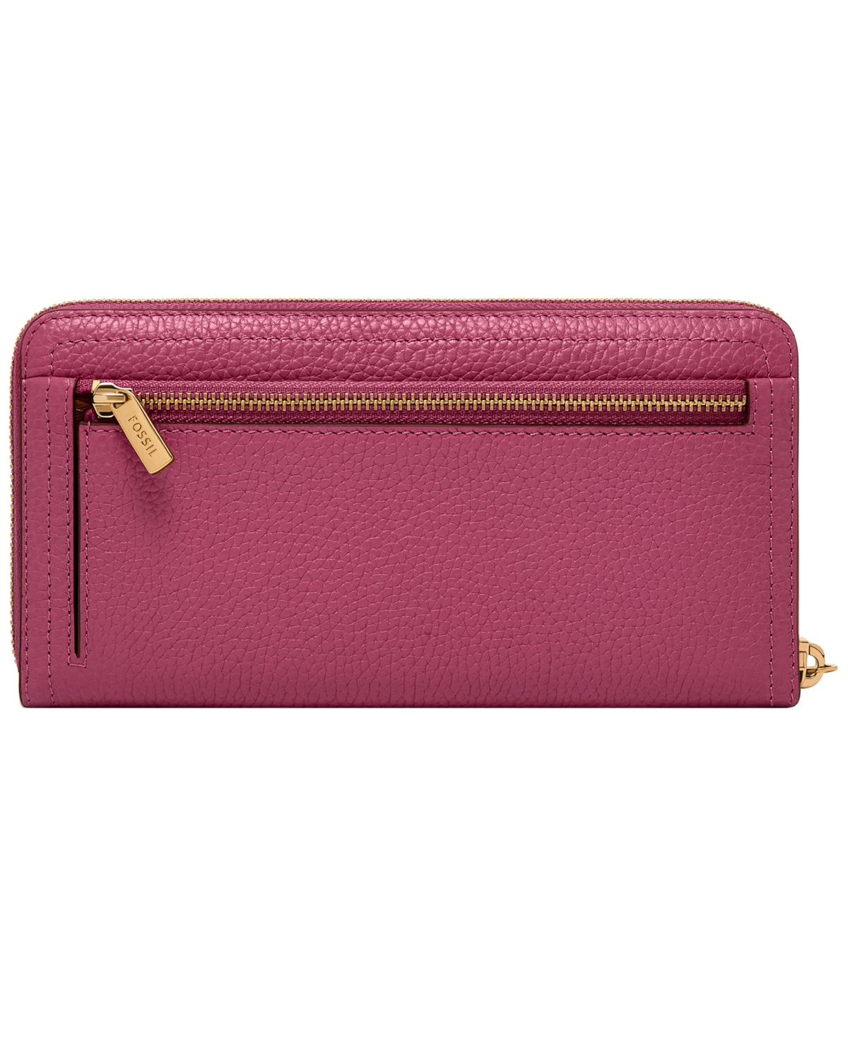 Fossil Logan Leather Zip Around Clutch Wallet In Pink