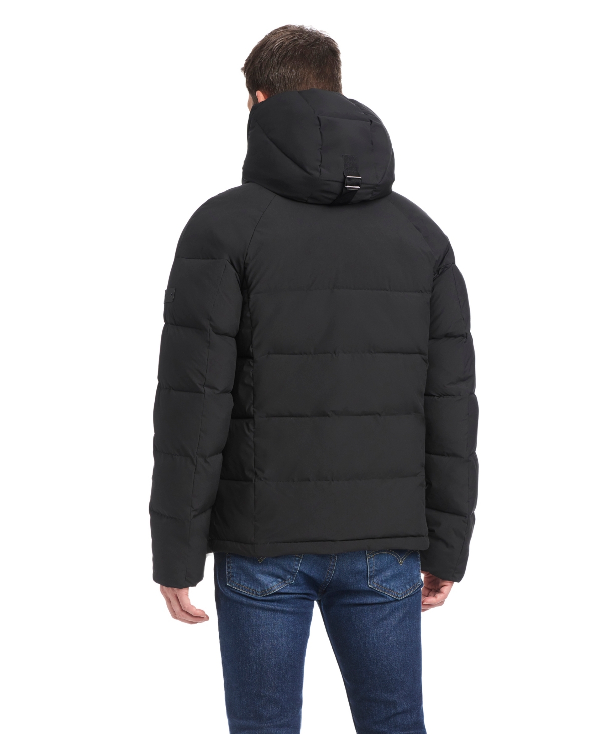 Vince Camuto Men's Hooded Stretch Zip-front Puffer Coat In Black
