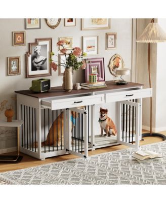 Indoor Dog House with 2 Drawers, Dog Crate for Large Medium Small Dogs