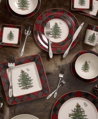 Christmas Tree Tartan Buffet Plate