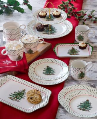 Christmas Tree Polka Dot Dessert Plates, Set of 4