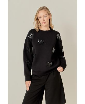 Women's Pearl Bow Scuba Sweatshirt