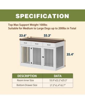 Dog Cage Storage Cabinet, Dog House Furniture Style Dog Crate with 3 Drawers