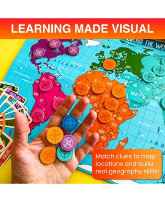 Board Games for Kids and Adults - Journey Across The World  - Learn Capitals, Flags, Facts, and Map Locations with 195 World Map Cards