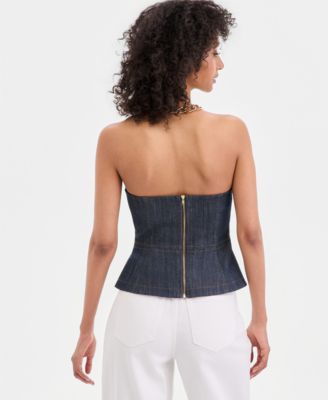 Women's Strapless Denim Peplum Top, Macy's Exclusive