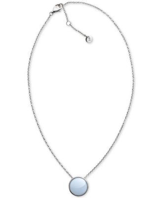 Skagen - Sea Glass Stainless Steel Light Blue Stone Pendant Necklace SKJ0790