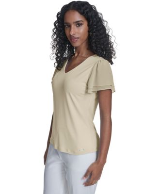 Women's Solid V-Neck Blouse
