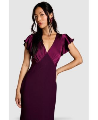 Women's V-Neck Angel Short Sleeve Maxi Dress