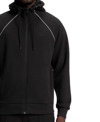 Men's Piping Details Cotton-Blend Zip-Up Hoodie